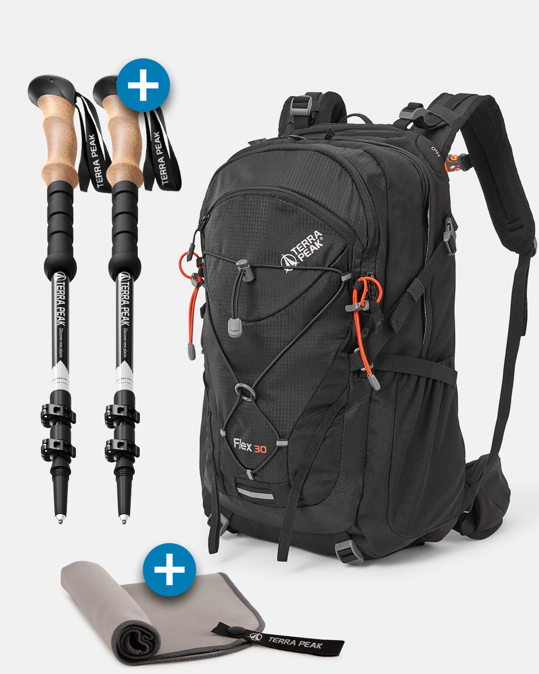 wanderrucksack wanderstöcke Flex 30 + Teleskop Wanderstöcke