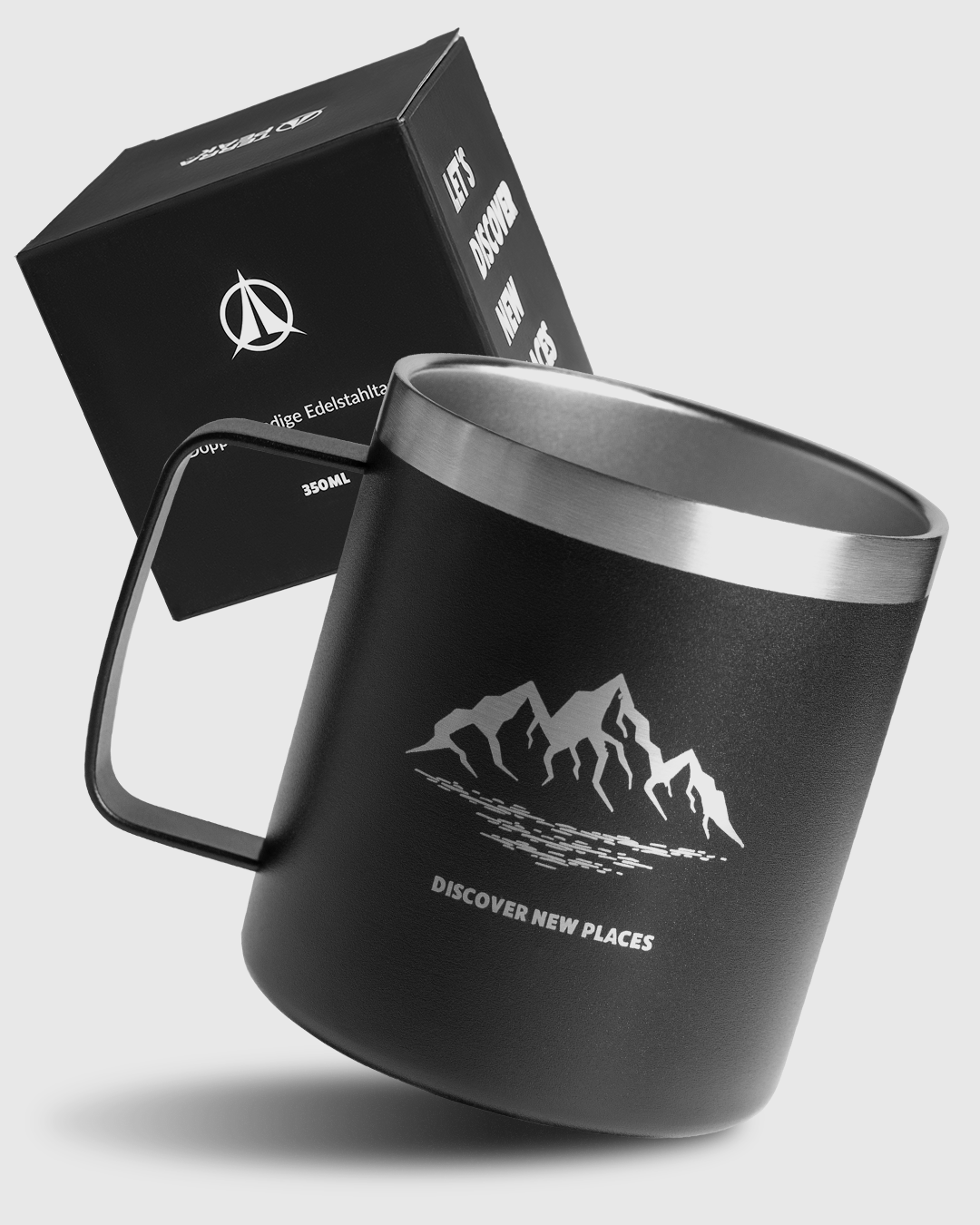 Edelstahl Tasse 350ml, Doppelwandig, schwarz, Terra Peak