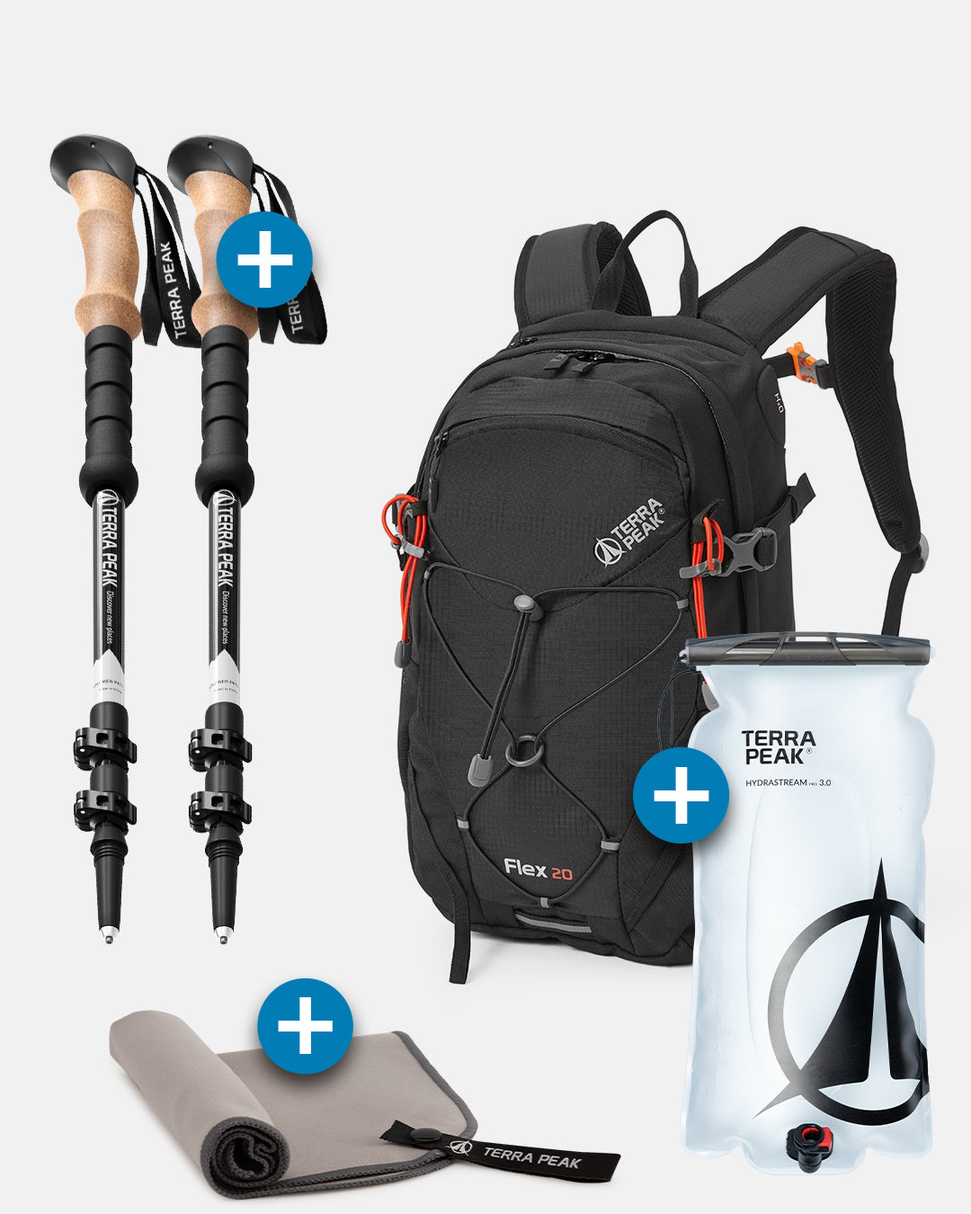 Flex 20 + Wanderstöcke + Trinkblase