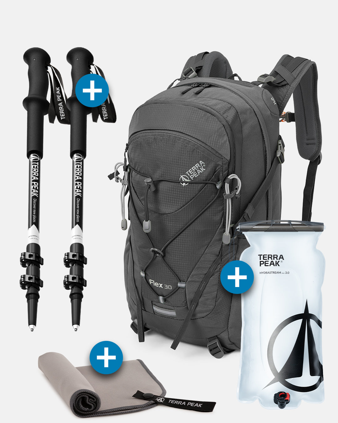 Flex 30 + Wanderstöcke + Trinkblase