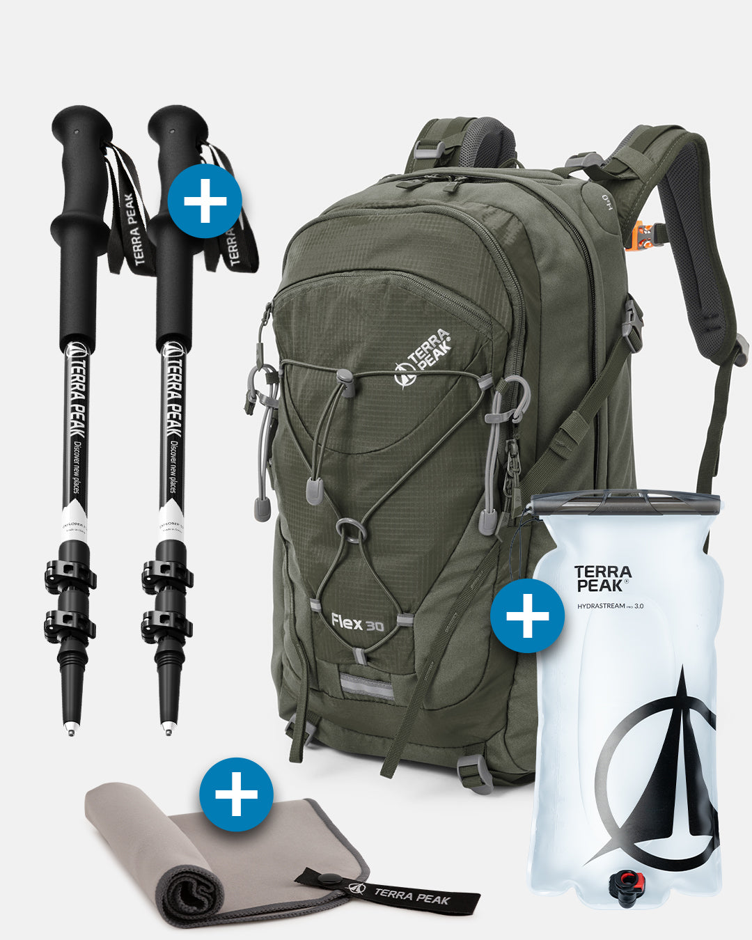 Flex 30 + Wanderstöcke + Trinkblase