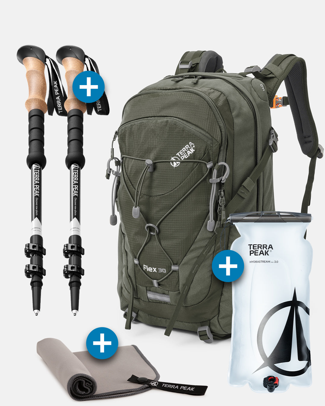 Flex 30 + Wanderstöcke + Trinkblase