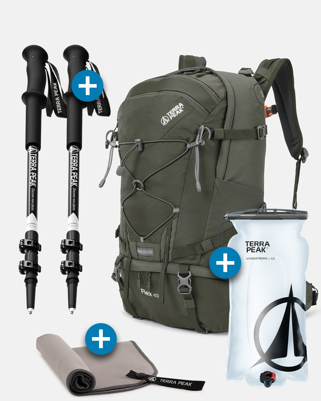 Flex 40 + Wanderstöcke + Trinkblase