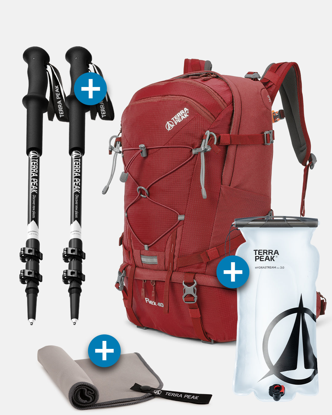 Flex 40 + Wanderstöcke + Trinkblase