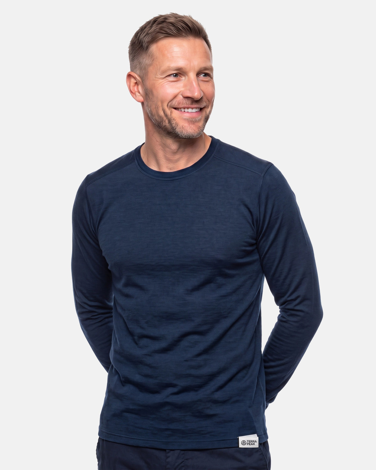 Merino Langarmshirt Herren in Blau, Regular Fit #Farbe_Blau