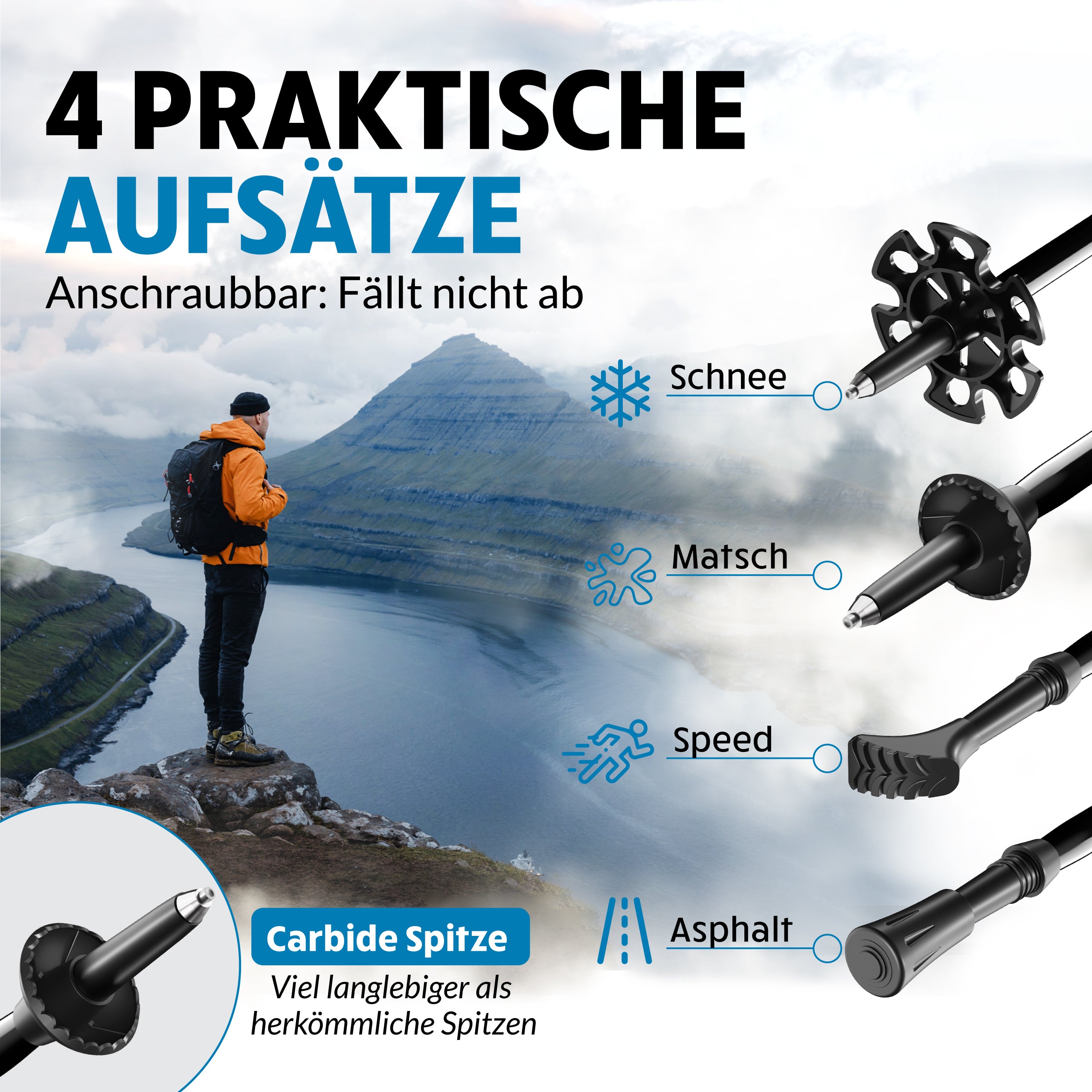 Wanderstöcke Teleskop aus Aluminium & Carbon