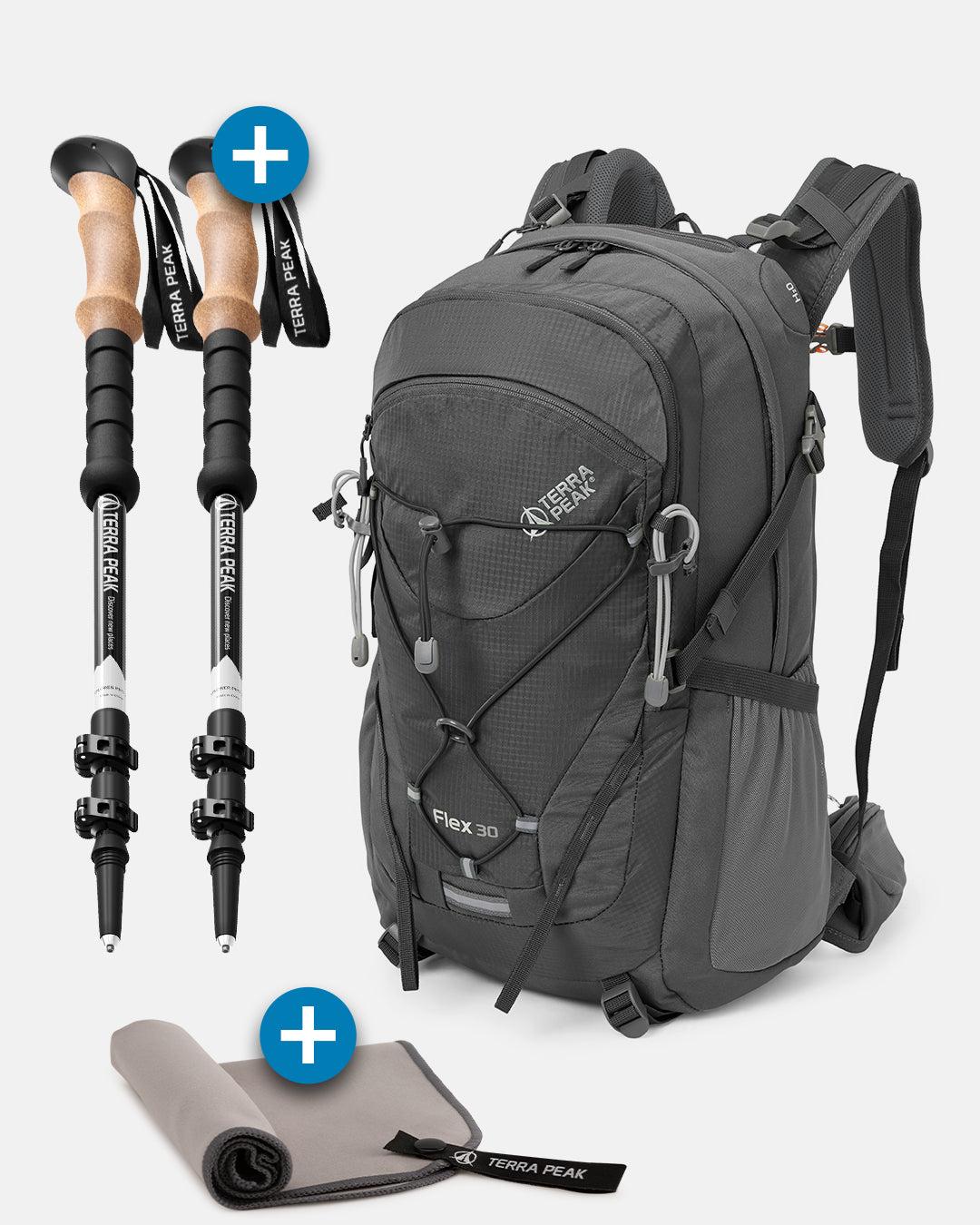 terra peak wanderrucksack 30l flex 30 premium + Teleskop Wanderstöcke Befestigung mit:5 mm Keder (Standard) thigh cuffs MAN TGE 4WD Motorhome