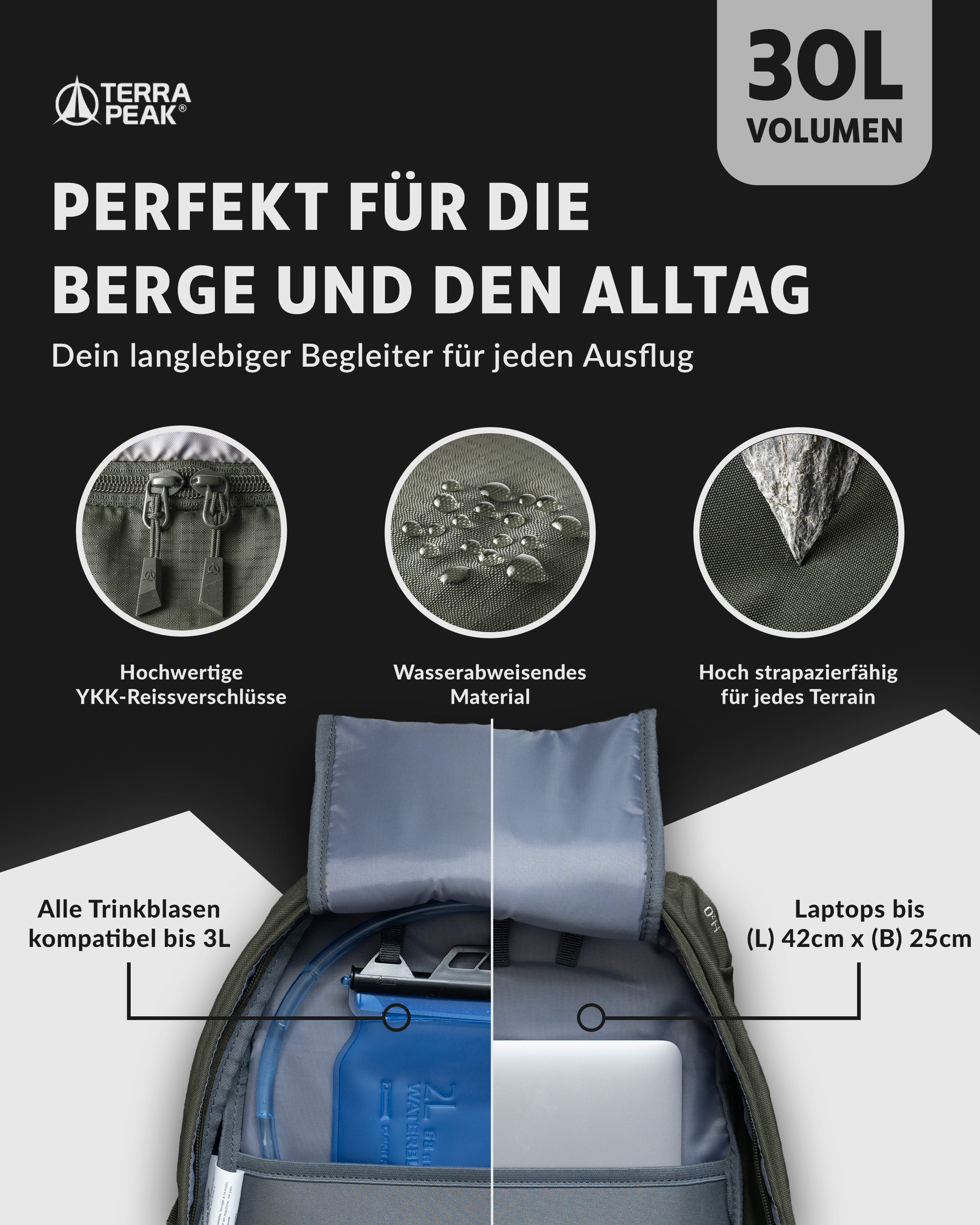 Wanderrucksack mit 30 Liter Volumen