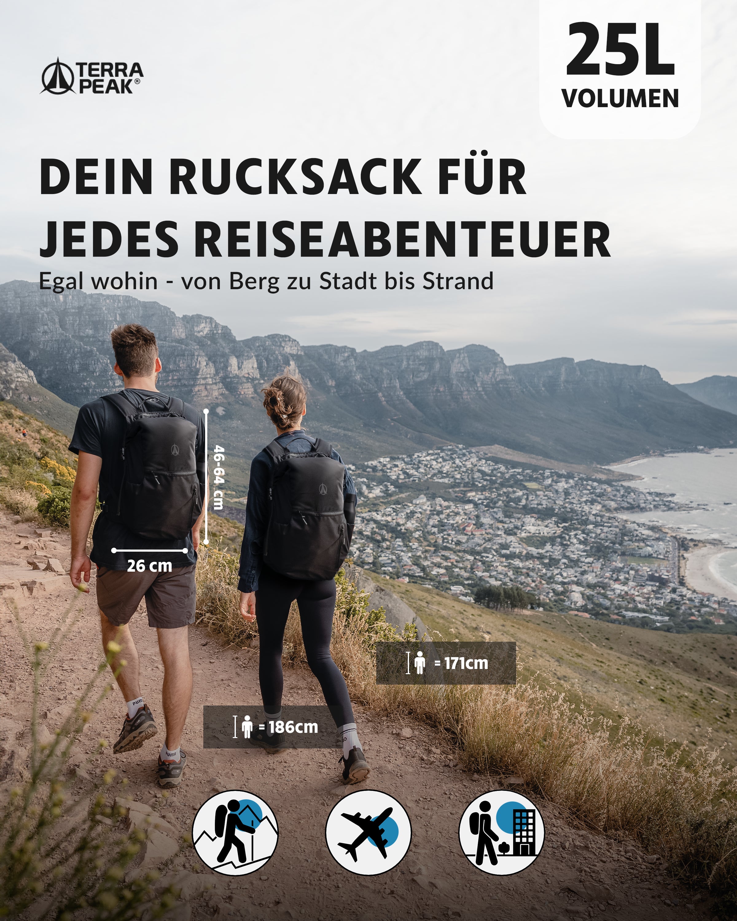 wanderrucksack 25 liter Rucksack mit 25 Liter Volumen | HELIN