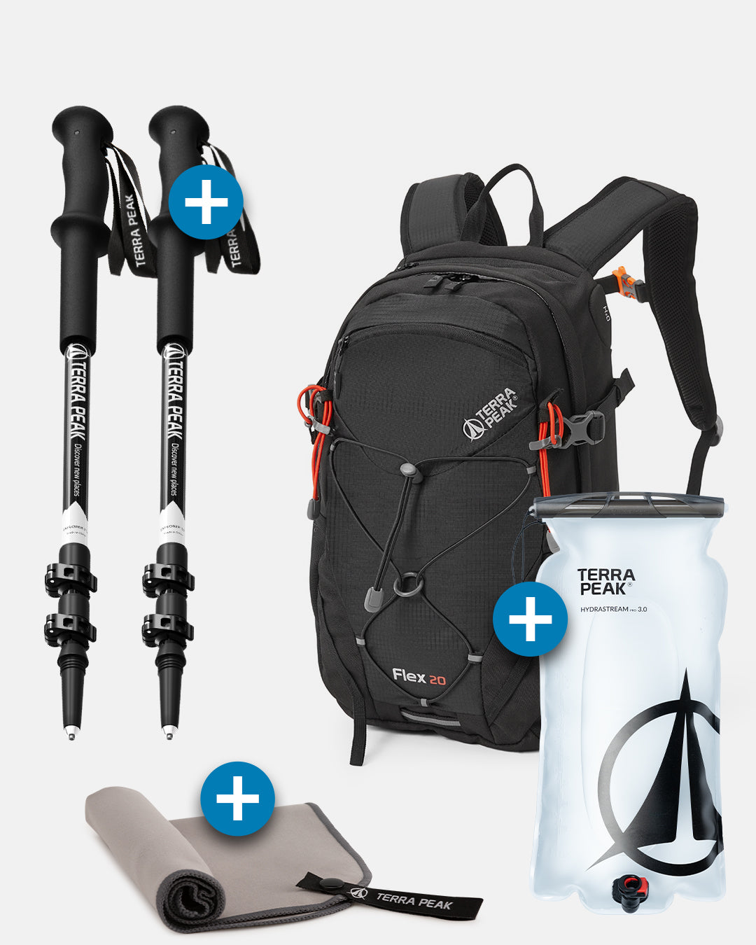 Flex 20 + Wanderstöcke + Trinkblase
