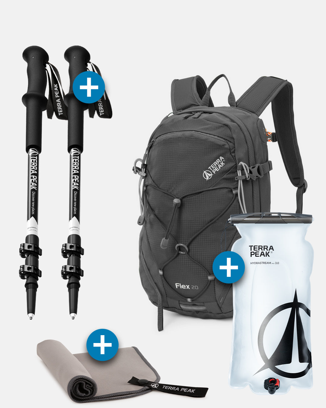 Flex 20 + Wanderstöcke + Trinkblase