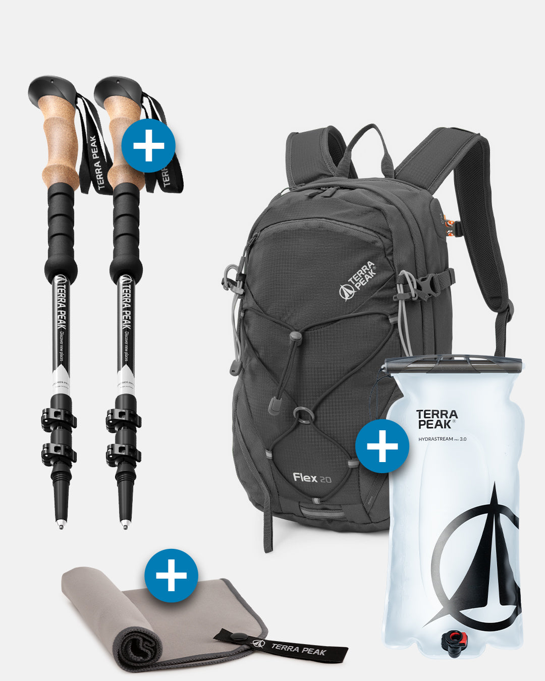 Flex 20 + Wanderstöcke + Trinkblase