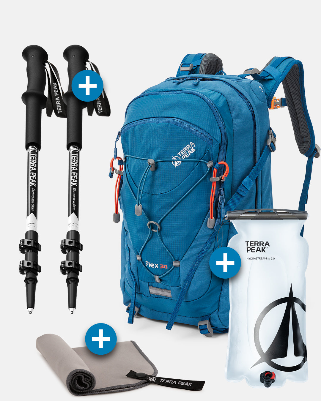Flex 30 + Wanderstöcke + Trinkblase