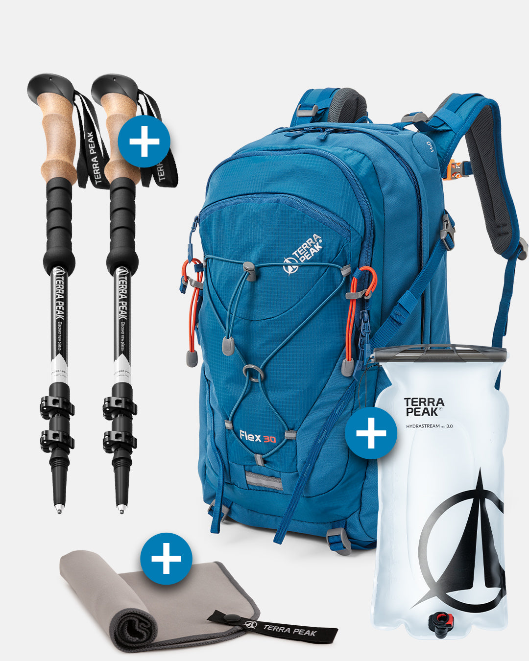 Flex 30 + Wanderstöcke + Trinkblase