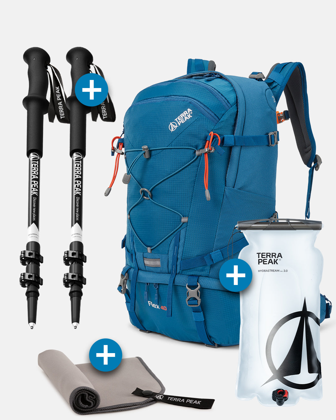 Flex 40 + Wanderstöcke + Trinkblase