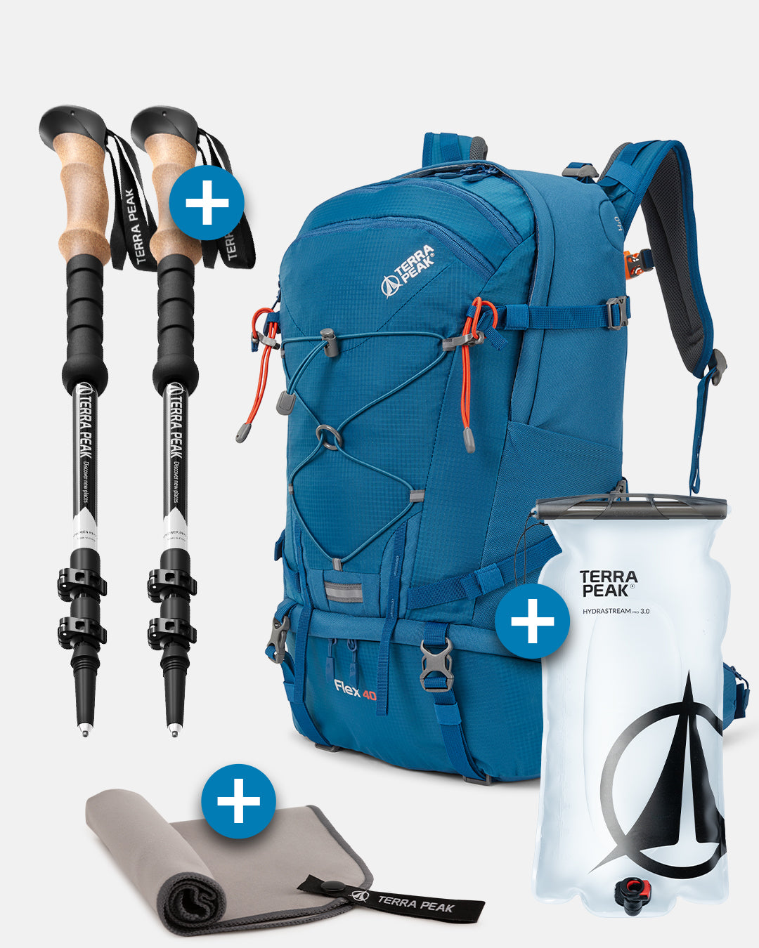Flex 40 + Wanderstöcke + Trinkblase