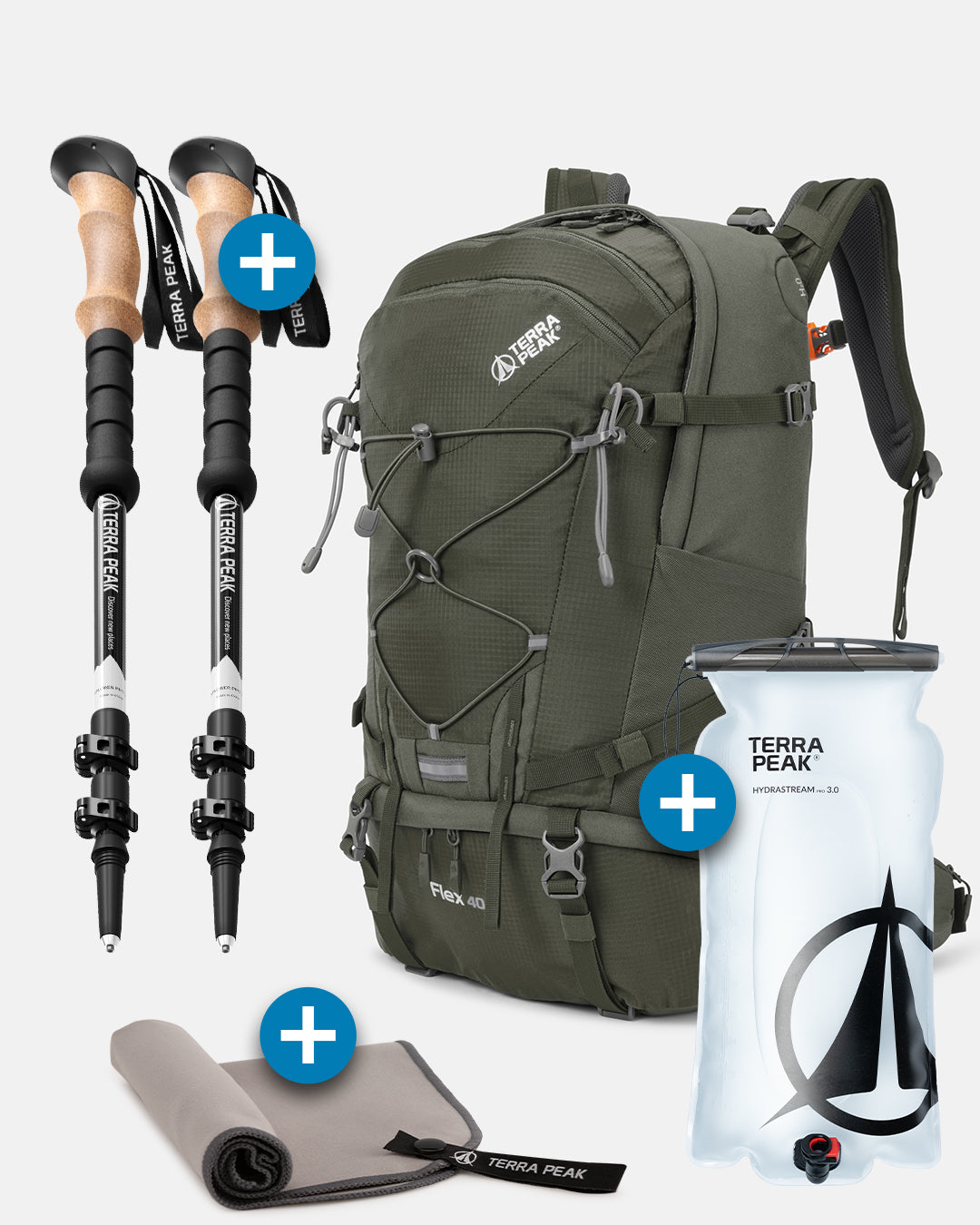Flex 40 + Wanderstöcke + Trinkblase