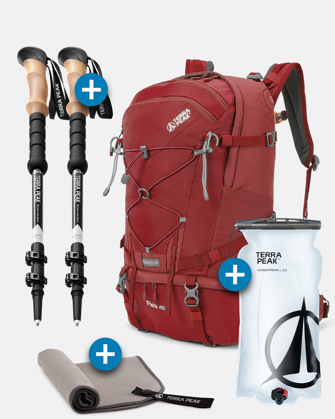 Flex 40 + Wanderstöcke + Trinkblase