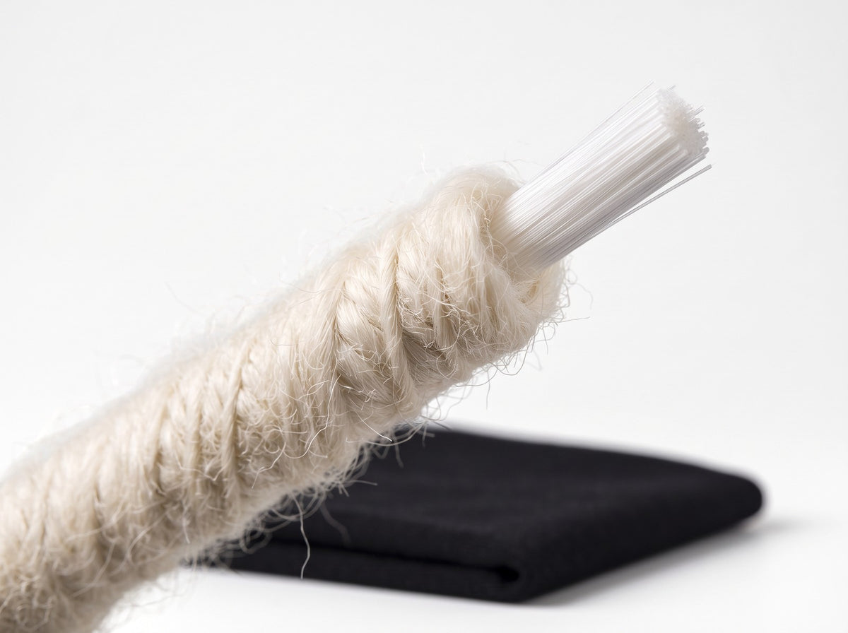 Core-Spun-Garn mit Merino außen und Nylonkern innen