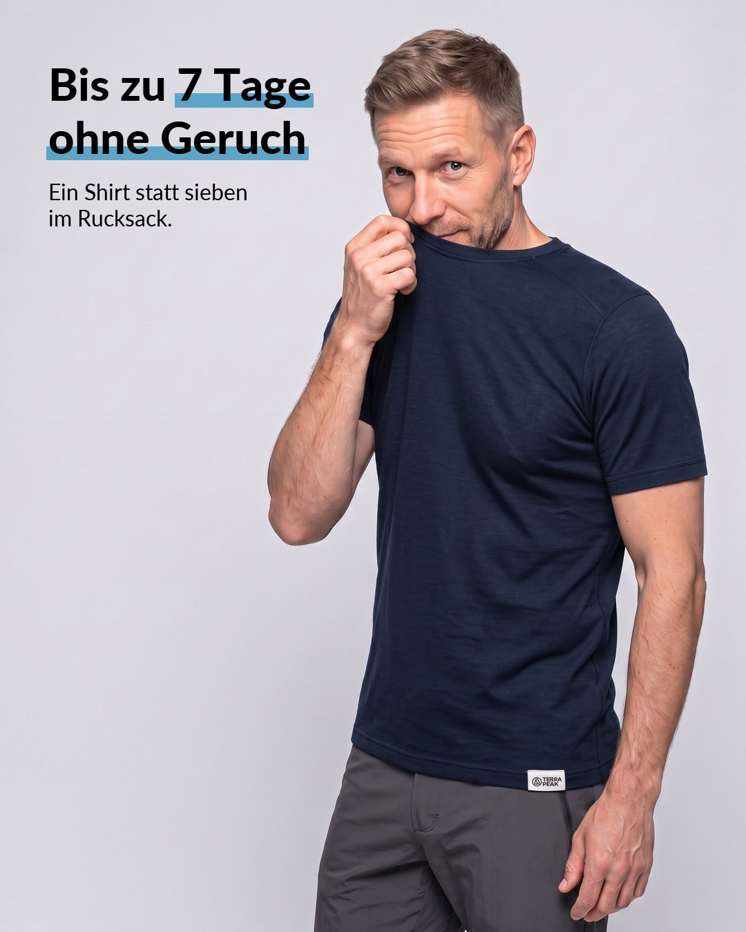 Merino T-Shirt Herren Blau, bis zu 7 Tage ohne Geruch #Farbe_Blau