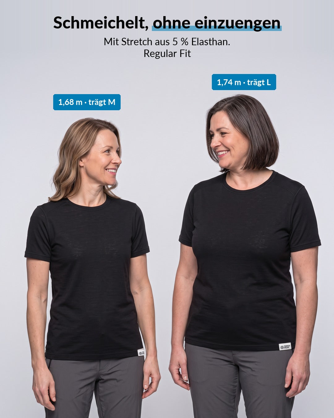 Passform des Merino T-Shirts Damen, Regular Fit mit Stretch #Farbe_Schwarz