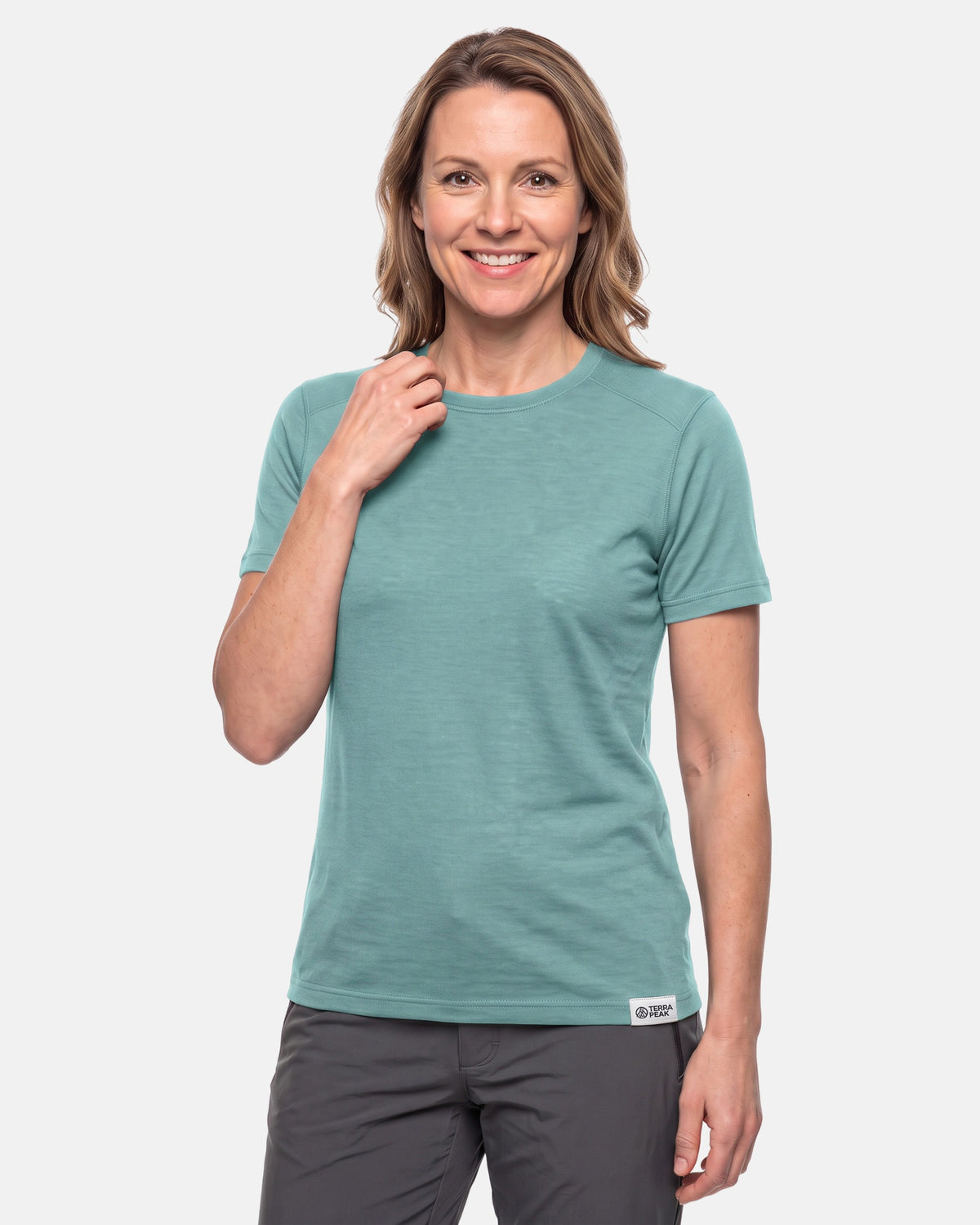 Merino T-Shirt Damen in Türkis, Regular Fit #Farbe_Türkis