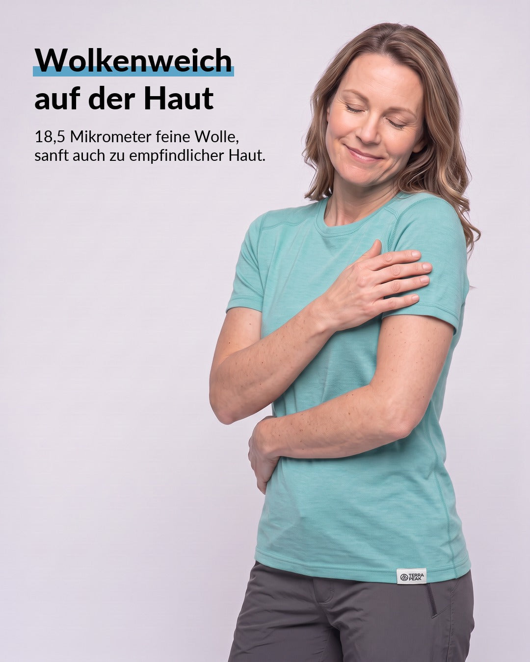 Merino T-Shirt Damen Türkis, wolkenweich auf der Haut dank 18,5 Mikrometer feiner Wolle #Farbe_Türkis